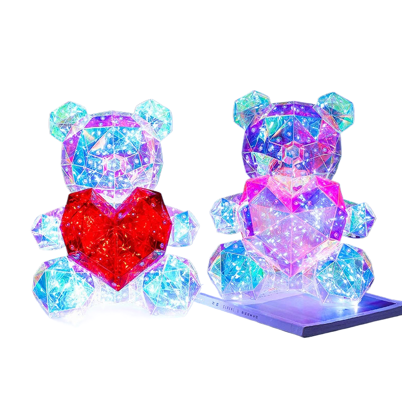 30cm Phantom PVC Multi Faceted Rose Teddy Bear Valentine'S Day Xmas Gift Sequin LED Teddy Bear With Box Wedding Anniversary Gift acacuss