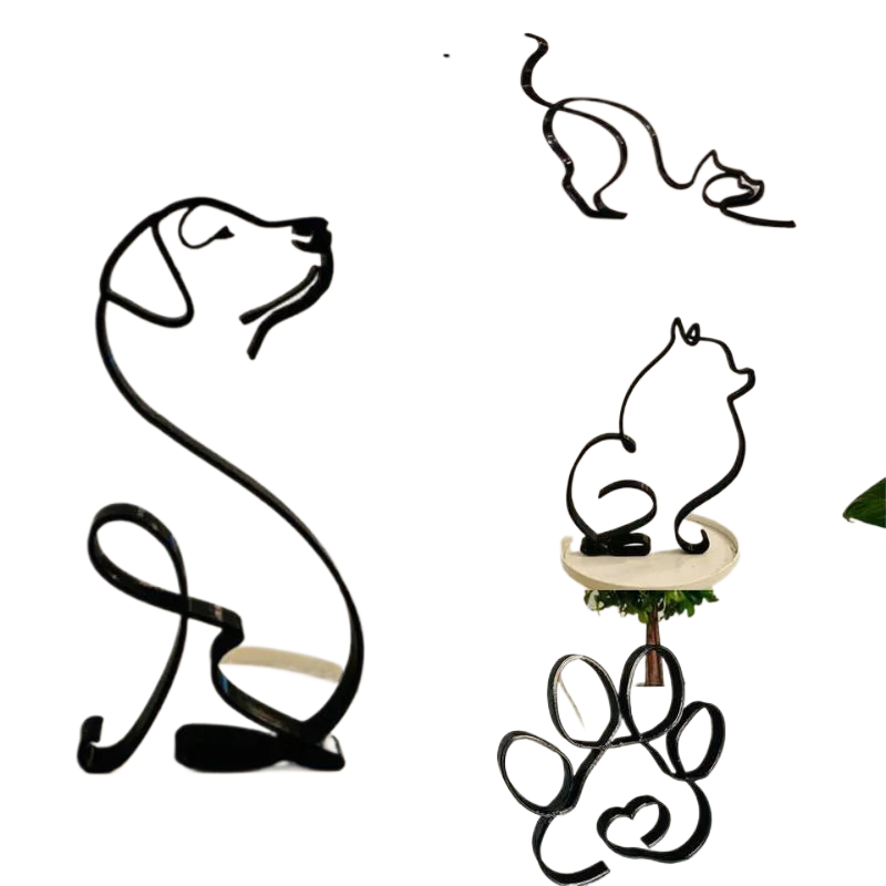 Dog Art Sculpture Metal Dog Abstract Minimalist Art Iron Figurines Office Desktop Accessories For Home Decoration Cute Miniature acacuss