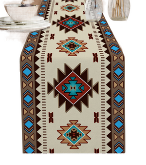 Bohemian Ethnic Geometry Linen Table Runners Holiday Party Decor Reusable Table Runners for Dining Table Wedding Decorations acacuss