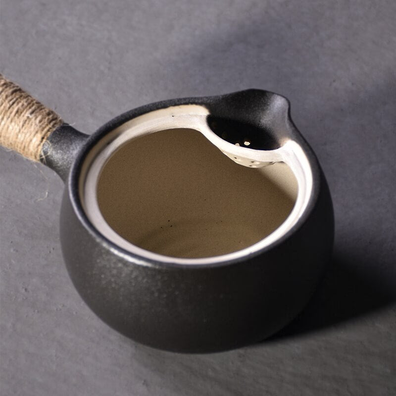 black crockery ceramic kyusu teapot - tea pot drinkware 500ml acacuss