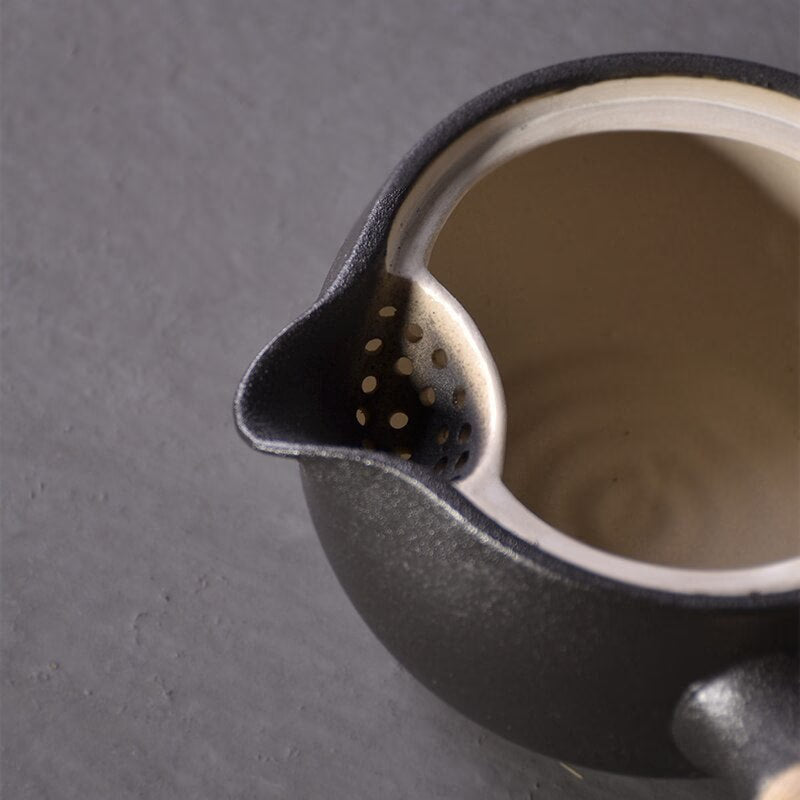 black crockery ceramic kyusu teapot - tea pot drinkware 500ml acacuss