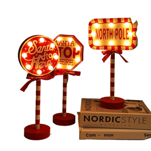 Christmas Table Pendant Wooden Stop Sign LED Light Ornaments Christmas Decoration 2023 Noel Navidad Home Decor Gifts acacuss
