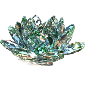 Crystal Lotus Flower Figurine Home Wedding Decoration Glass Craft Collection Paperweight Office Table Ornaments Souvenir Gifts acacuss