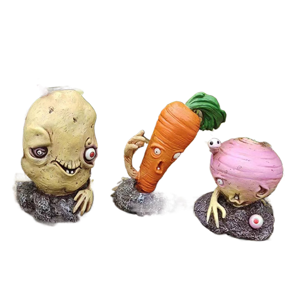 Creative Fruit and Vegetable Zombie Decorative Figurines Halloween Decoration Crafts Ornament Garden Home Decoration Accessories acacuss