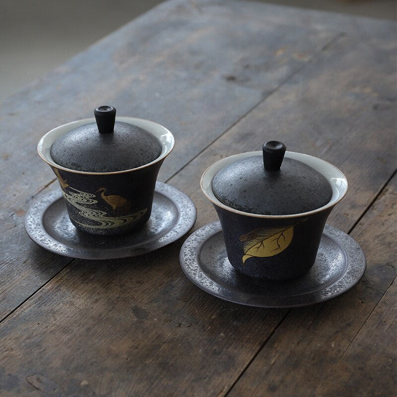 ceramic gaiwan tea cup handmade tureen chinese kung fu tea set drinkware acacuss