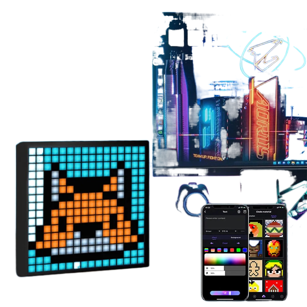 LED Pixel Display APP Control Programmable Night Light DIY Text Patter ...