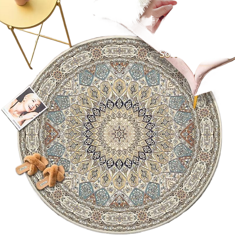 Bohemian Style Round Carpet Decoration Home Large Size Bedroom Rugs Fluffy Soft Carpet for Living Rooms Short Plush Floor Mats acacuss
