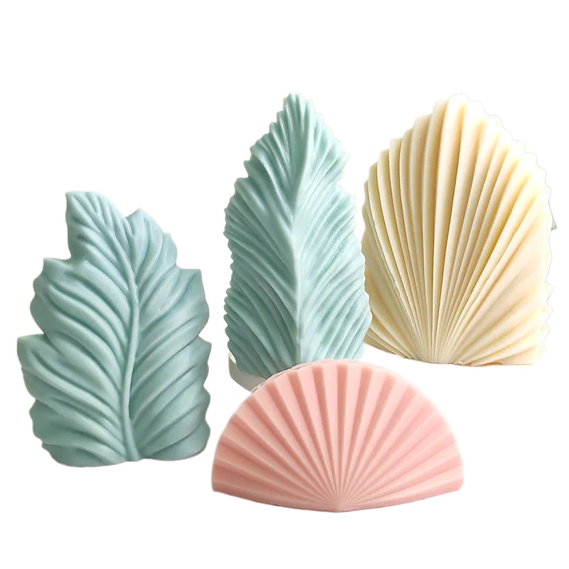 DIY Silicone Candle Mold Leaf Scented Candle Making Resin Molds Geometric Large Scallop Candle Soap Plaster Wax Mold Home Decor acacuss