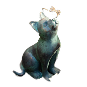 Cat Decor Outdoor Statues for Garden Outdoor Resin Animal Sculpture Cat With Butterfly Decorative Garden Supplies acacuss