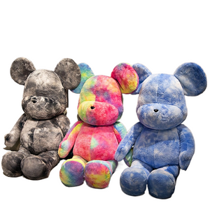 Candy violence dazzle colorful tide play bear plush toy tie-dye rainbow doll plush toy pillow birthday  gift home decoration acacuss