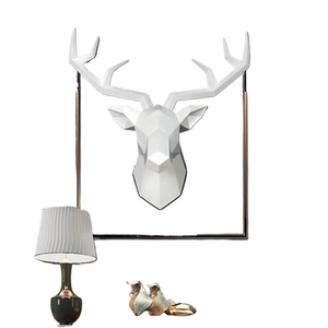 Deer Head Sculpture Animal Statue Figurines Wall Hanging Creative Elk  Art Antlers Statuette for Office Decoration Wall Mount acacuss