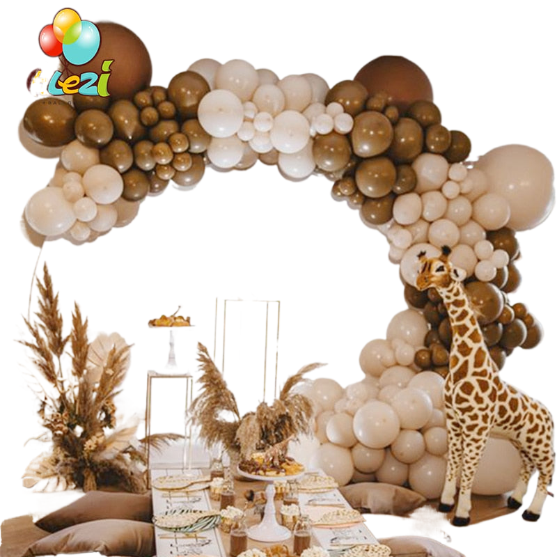 136Pcs Coffee Skin Color Balloons Garland Arch Kit Khaki Brown Latex Globos Baby Shower Backdrop Wedding Birthday Party Decor acacuss