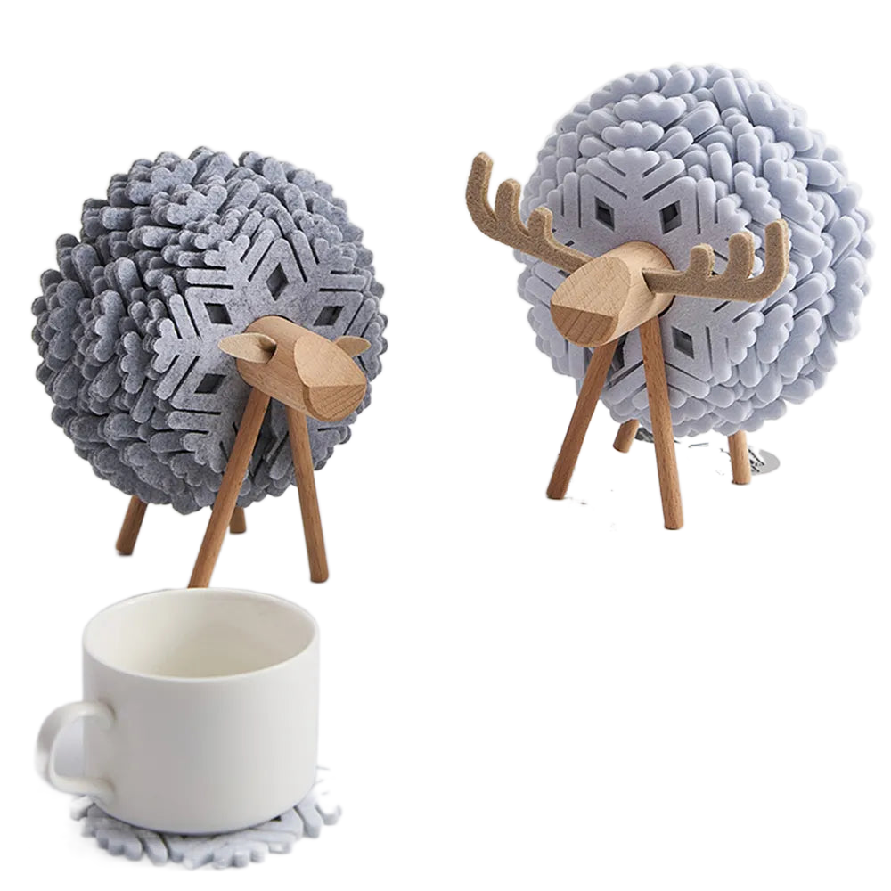 Elk Shape Drink Coasters Cup Pads Insulated Round Felt Cup Mats Creative Home Office Table Decor Art Crafts Gift 2023 New acacuss