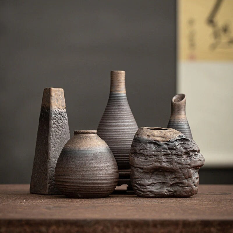 ACACUSS Japanese Terracotta Table Vase Pottery best house warming ornaments gift - ACACUSS