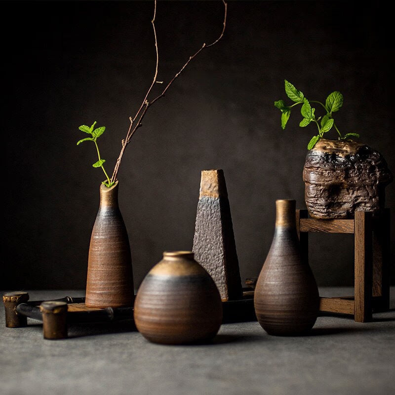 ACACUSS Japanese Terracotta Table Vase Pottery best house warming ornaments gift - ACACUSS