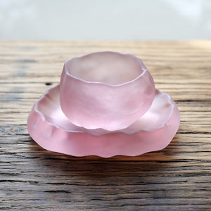 pink cups with handmade glass Japanese-style first snow master cup pink tea cups Kung Fu cups acacuss