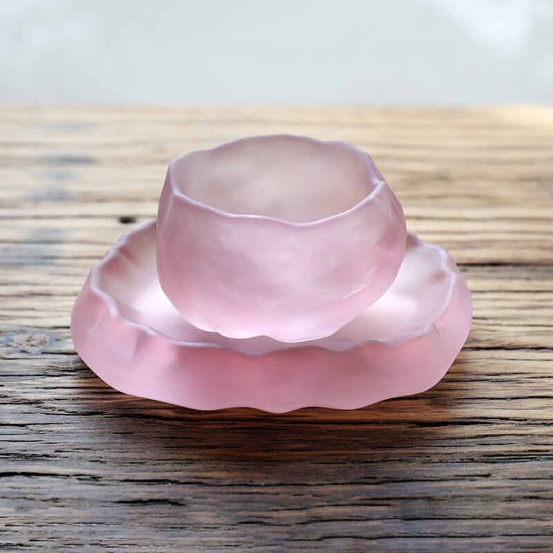 pink cups with handmade glass Japanese-style first snow master cup pink tea cups Kung Fu cups acacuss