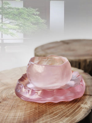 pink cups with handmade glass Japanese-style first snow master cup pink tea cups Kung Fu cups acacuss