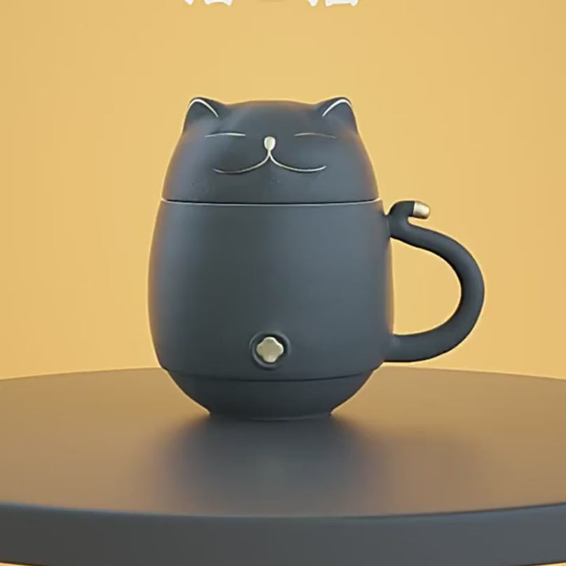 HEER Ceramic Tea Mug with Infuser and Lid, Cute Cat Tea Cup with Filter for  Steeping Loose Leaf, Chi…See more HEER Ceramic Tea Mug with Infuser and