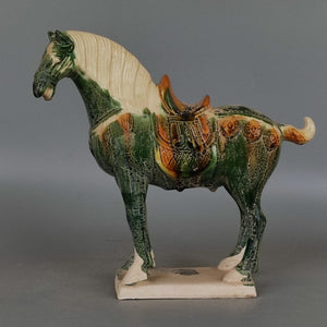 Excavated From the Imitation Museum Home Decor Tang Sancai Green Glazed War Horse Antique Porcelain Antiques Antiques Room acacuss