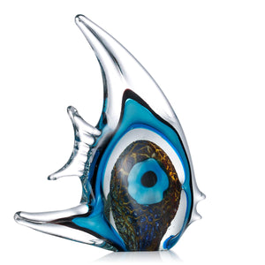 Exquisite Blue Stripe Tropical Fish Sculpture Hand-blown Glass Sculpture Home Decoration Glass Fish Home Interior Decor Craft acacuss