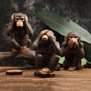 Funny Resin Ape Sculpture Abstract Animal Statue NOT SEE NOT LISTEN NOT SAY MONKEY Living Room Home Decoration Accessories acacuss