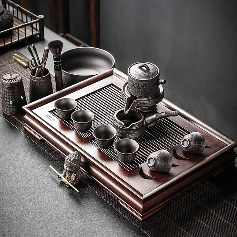 Gaiwan Kung Fu Chinese Cup Tea Set Ceremony Gift Automatic Pair Tea Set Board Luxury Vintage Juego De Te Silent Drink AB50TS acacuss