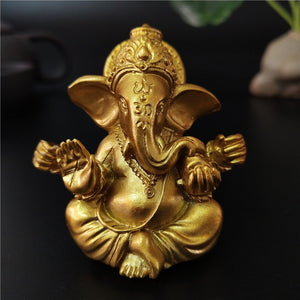 Gold Lord Ganesha Buddha Statue Elephant God Sculptures Ganesh Figurines Man-made Stone Home Garden Buddha Decoration Statues acacuss