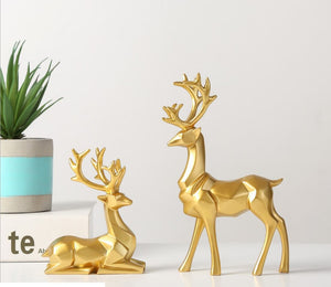 Golden Deer figurine Animal Statue Sculpture Living Room Decoration  - Golden deer For Home Decor, Housewarming Gift - ACACUSS