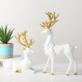 Golden Deer figurine Animal Statue Sculpture Living Room Decoration  - Golden deer For Home Decor, Housewarming Gift - ACACUSS