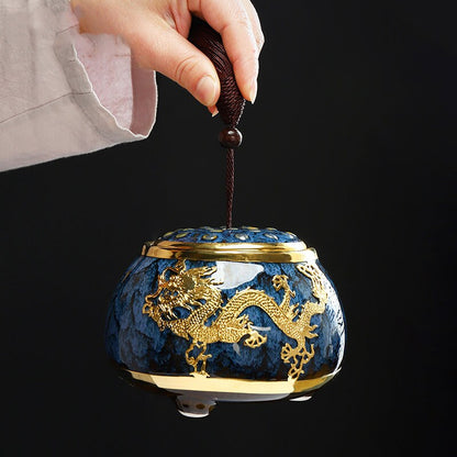Golden Inlaid Jade Tea Pot Jianzhan Kung Fu Tea Set Large Sealed Tea Pot  - Storage Coffee Canister Tank Storage Tea Set Accessories - acacuss