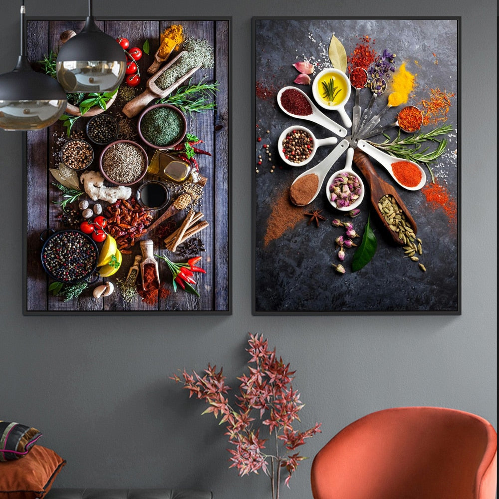 Fotos de arte de pared de la cocina Carteles y estampados de olla de hierbas Spice