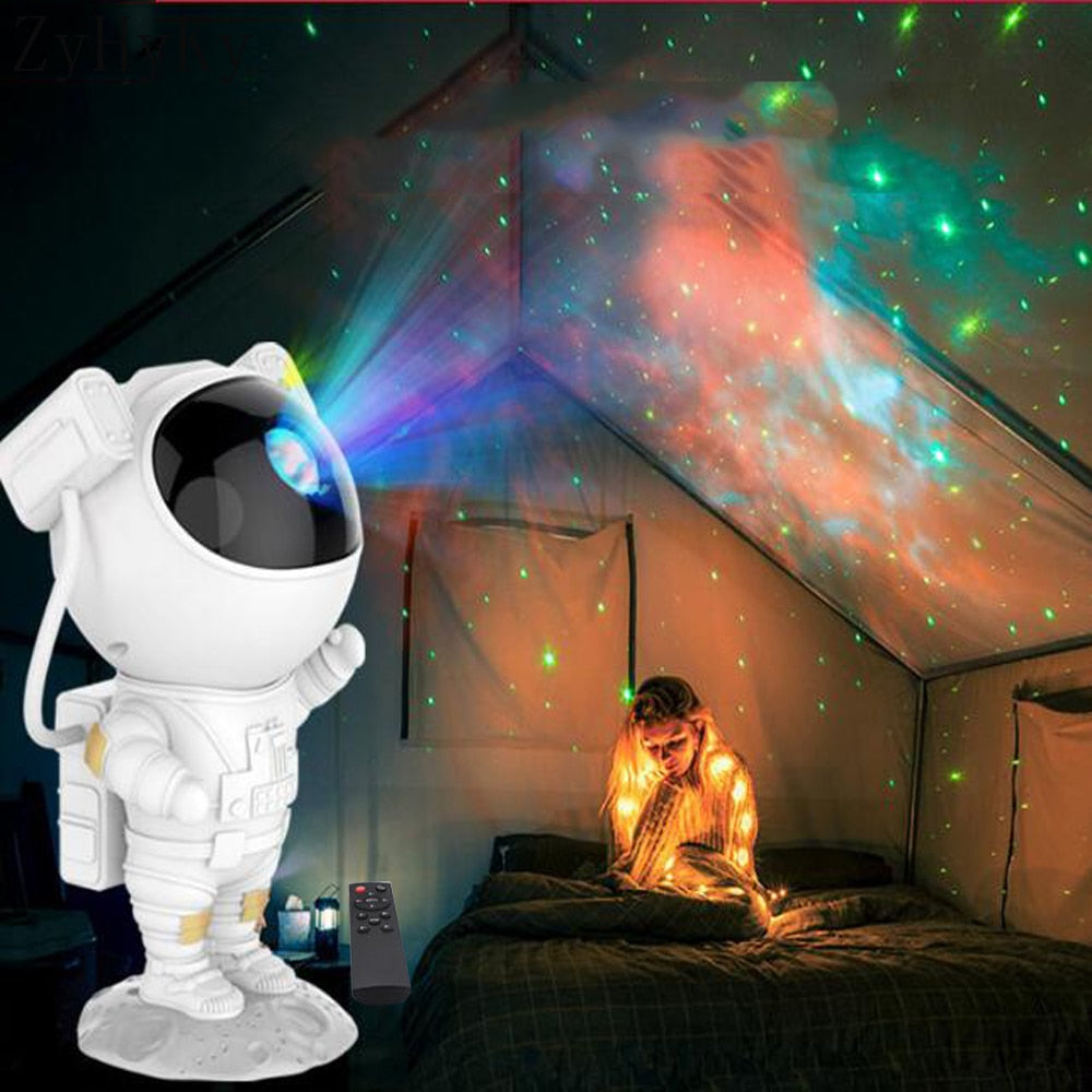Galaxy Proyector Lámpara Starry Sky Night Light for Home Bedroom Decor Astronaut Luminarias decorativas Regalo para niños