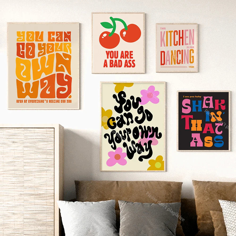 Retro Funny Music Text Quote Poster and Print Colorful Feminist No Frame Canvas Painitng Kitchen Dancing Living Room Home Decor