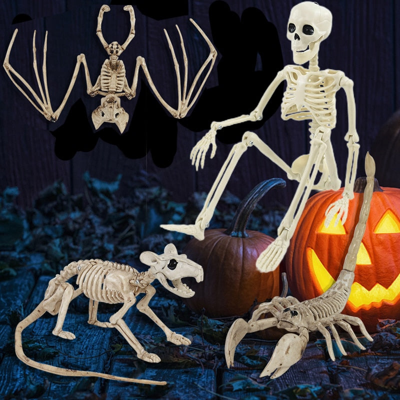 Halloween Decoration Horror Skeleton Fake Human Bats rat spider Animal Skeleton Halloween Haunted Home Horror Prop Ornament Toys acacuss