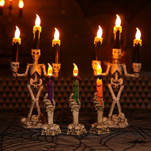 Halloween Skull Led Candle Light Ghost Hand Candlestick Battery LED Light Flameless Light Horror Props Halloween Party Bar Decor acacuss