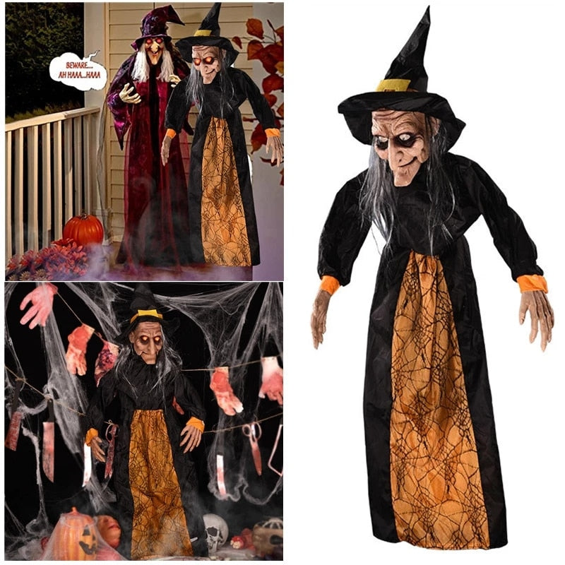 Halloween Witch Ghost Decor Horror Pendant Glowing Prank Props Electric Toys Haunted House Bar Club Home Festival Decoration acacuss