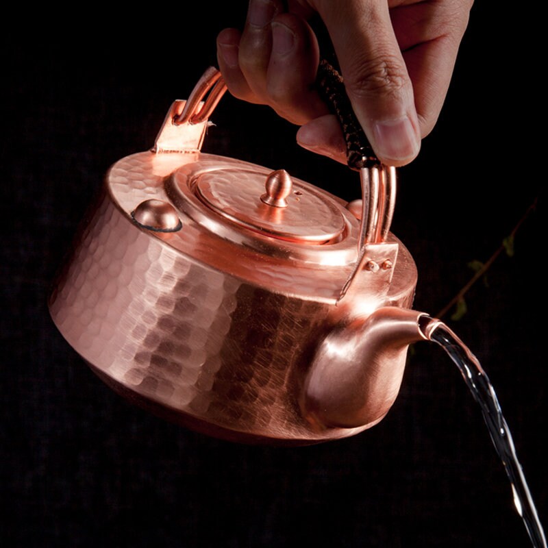 Handmade Vintage Unique  Copper Teapot Pure Copper tea kettle Teapot Solid Copper Tea pot Kettle Stovetop Teapot, 0.8Quarts - ACACUSS