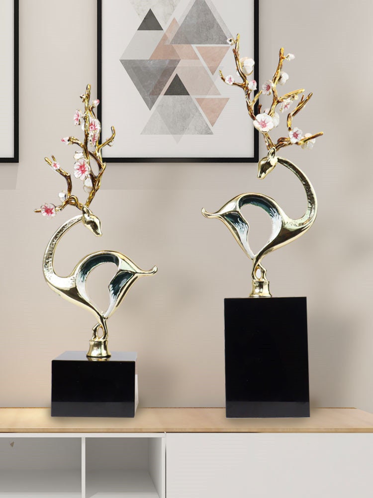Hand Painted Light luxury enamel sika deer decorations creative living room home TV cabinet wine cabinet decorations - acacuss