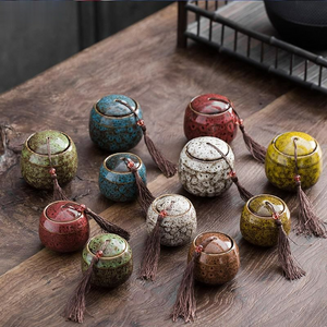 Hand-painted Ceramics Tea Storage Tank | Memorial Container Pet Ashes Casket | Japanese Ceramic Tea Container Cans Canister | Tea Ceremony - acacuss