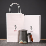 Hand-painted Mug Wooden Handle  Tea Cup With Lid Filter 480ml - acacuss