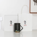 Hand-painted Mug Wooden Handle  Tea Cup With Lid Filter 480ml - acacuss