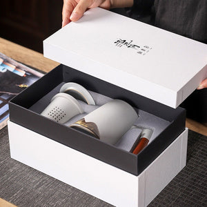 Hand-painted Mug Wooden Handle  Tea Cup With Lid Filter 480ml - acacuss