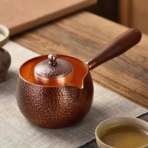 Handcraft Pure Copper Teapot Kettle Coffee Tea Pot with Handle Water Boiler Hammer Pattern Drinkware acacuss