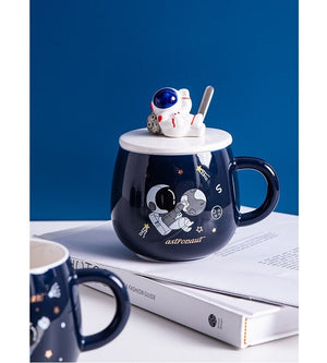 ACACUSS Handmade Astronaut Large MUG  for men with Lid For Coffee and Tea 450 Ml - ACACUSS
