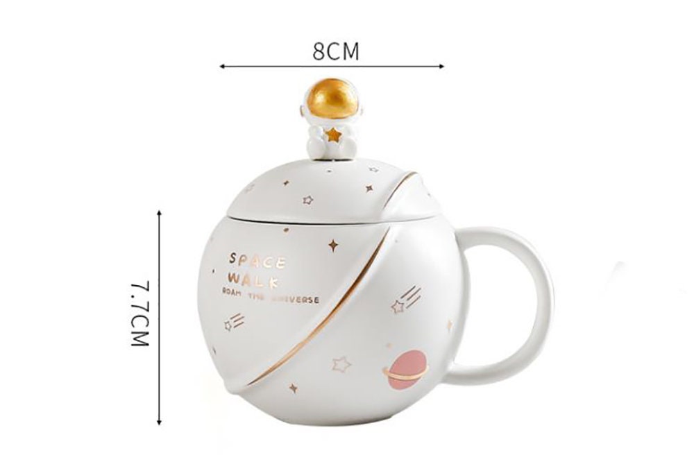 ACACUSS Handmade Astronaut Large MUG  for men with Lid For Coffee and Tea 450 Ml - ACACUSS
