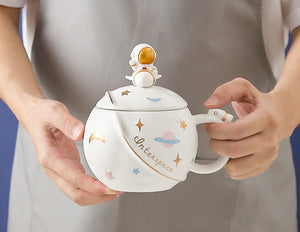 ACACUSS Handmade Astronaut Large MUG  for men with Lid For Coffee and Tea 450 Ml - ACACUSS
