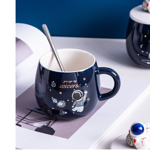 ACACUSS Handmade Astronaut Large MUG  for men with Lid For Coffee and Tea 450 Ml - ACACUSS