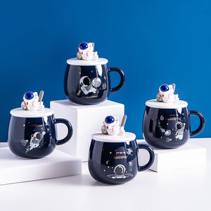 ACACUSS Handmade Astronaut Large MUG  for men with Lid For Coffee and Tea 450 Ml - ACACUSS