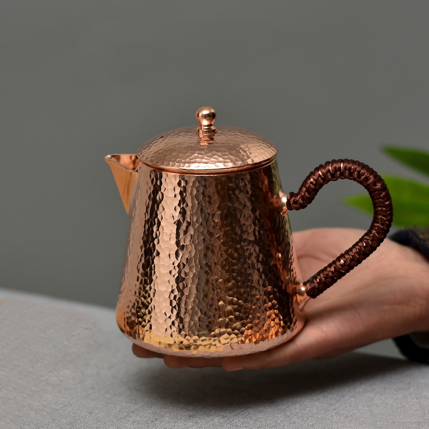 Handmade Pure Copper Teapot Tea Kettle Hammer Pattern Kung Fu Tea Drinkware Tableware acacuss